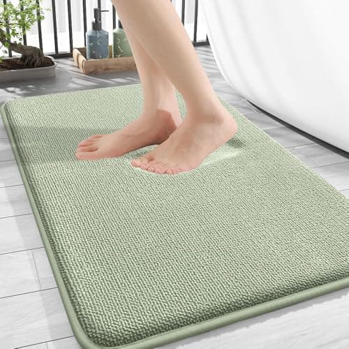 Image of smiry Thick Memory Foam Bath Mat,50 x 75 cm,Extra Soft Absorbent Bathroom Mat,Non-Slip Quick Dry Bath Mats for Bathroom,Machine-Washable Bath Rug Foot Mat,Sage Green