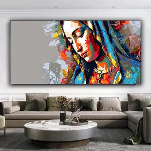 Image of 5D Woman Diamond Art Painting, Diamond Art Kits Adults Beginners, DIY Full Square Drill Crystal Rhinestone Nun Diamond Painting, Mosaic Kits for Adults, Home Wall Decor Gifts for Women 70x160 cm 1-8
