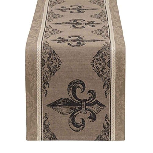 Image of DII Tabletop Kitchen Collection, Cotton, Fleur De Lis Stripe, Reversible Table Runner, 14x72