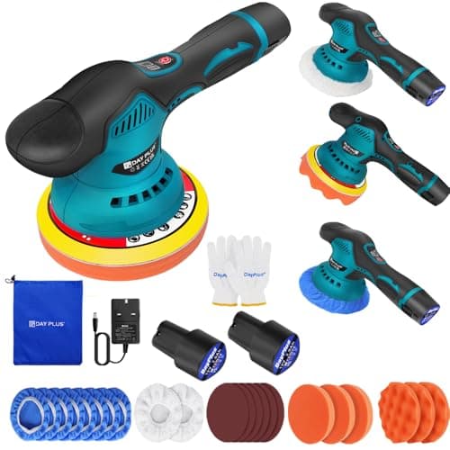 Image of Cordless Buffer Polisher Car Polisher Buffer Machine Cordless Polisher with 2PCS 2.0Ah Batteries, 8 Variable Speed, Car Polishing Kit Car Buffers and Polishers Kit for Car Detailing/Polishing/Waxing