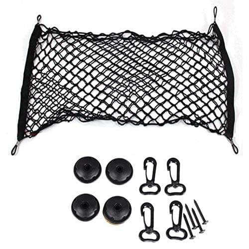 Image of Cargo Net,Organizer Net Heavy Duty,70 x 120 cm Nylon Mesh,Elastic Stringwith 6 Carabiners + 6 Hooks,for Car Interior Roof Storage,Luggage,Rear Boot,SUV,Truck Bed,Vans,Groceries,Motorhomes,Universal