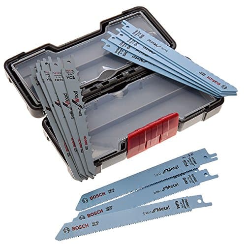Image of Bosch Professional 2607010901 15-Piece Recip Saw Blade Wood and Metal Set (for Wood and Metal, Toughbox, Accessories for Recip Saws) , White