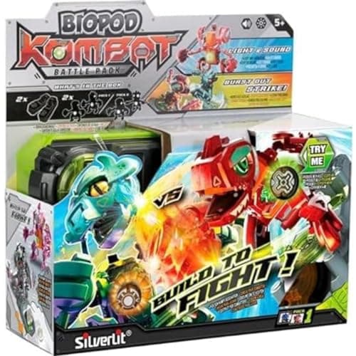 Image of Silverlit Biopod Kombat, Fun to Build and Battle Electronic Creature Robots, Terrifying Noises and LED Effects, 2 Robots and 2 Battle Stations Included, 20+ Parts to Build, Children 5+