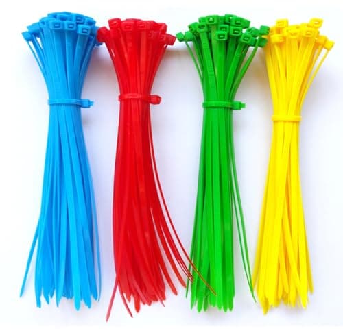 Image of Oksdown 200 Pack Cable Ties Red Green Blue Yellow 50 pcs per Color 200mm×3.6mm Strong Nylon Plastic Self Locking 8 inch/20 cm Long Multi Color Zip Tie Wraps
