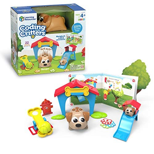 Image of Learning Resources LER3080 Critters: Ranger & Zip, Along with Your New Playful Story Book Adventure, Endless Coding Challenges with Interactive Playset, Feed, Pet and Make Friends