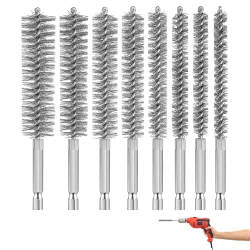Image of 8pcs Drill Wire Brush for Drill 304 Stainless Steel Wire Brush Drill Attachment Wire Bore Brushes,Wire Brush for Drill,1/4 Inch Hex Shank S2 Steel Handle for Steel Parts Machinery Paint Stains