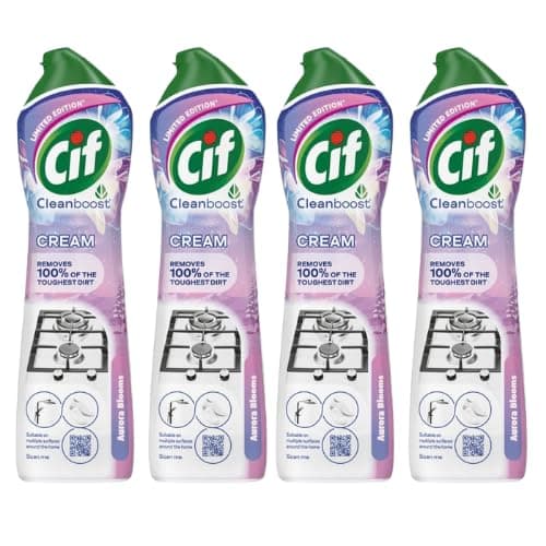 Image of Cif Cream Cleaner Aurora Blooms Winter Edition 500ml Powerful Multi-Surface Cleaning Cream with Winter Floral Scent Assorted Packs (Pack of 4)