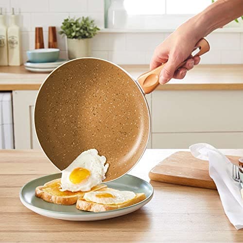 Image of Coopers of Stortford - 24cm Copper Granite-Effect Frying Pan - Double Layer Ceramic Non-Stick Coating - Scratch Resistant Lightweight Pan for All Hobs Including Induction - Oven Safe to 180°C
