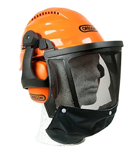 Image of Oregon 562413 Waipoua Professional Chainsaw Safety Helmet with Protective Ear Muff and Mesh Visor, Hard Hat Safety Protection Equipment, Black