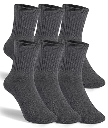 Image of KEREDA 6 Pairs Girls Boys Socks Cotton Breathable Kids School Socks Grey Black White 5-13 Years