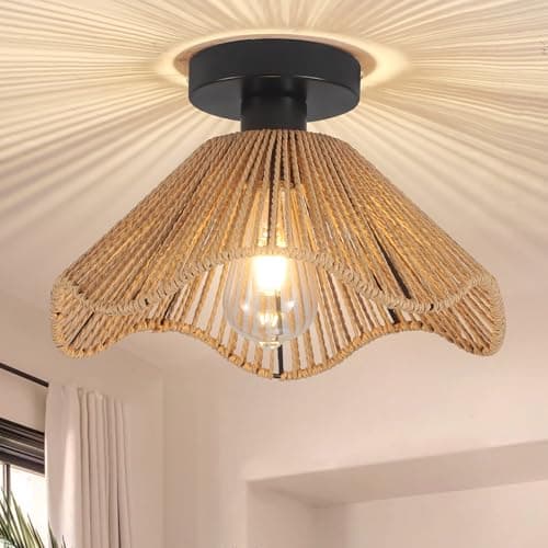 Image of Surpars House Ceiling Light,Modern Chandeliers, Semi Flush Mount Ceiling Lighting Fixtures for Bedroom,Living Room, Dining Room, Kitchen,Office, Hallway (Hemp Brown)