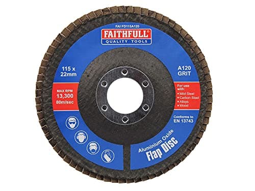 Image of Faithfull Sanding Flap Disk Aluninium Oxide 120 Grit (Fine) 115mm (4.5") For Angle Grinders