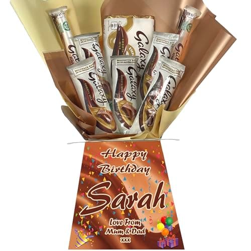 Image of Personalised Luxury Chocolate Bouquet Hamper – Personalised Sweet Gift for Him or Her – Perfect for Birthdays, Christmas or Any Occasion (Compatible GALAXY)