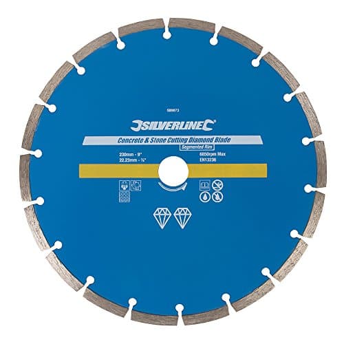 Image of Silverline 589673 Concrete and Stone Cutting Diamond Blade 230 x 22.23 mm Segmented Rim