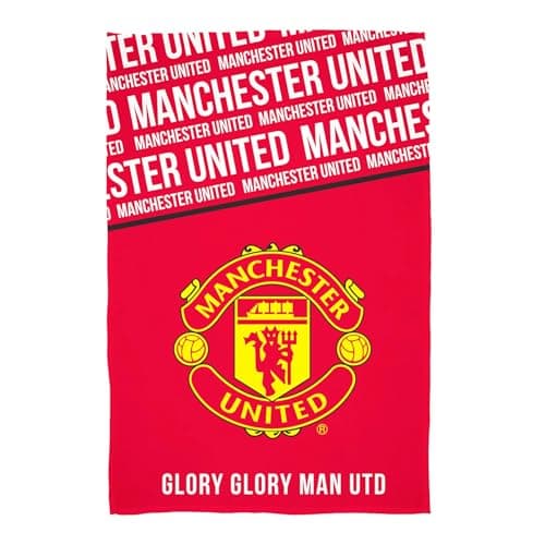 Image of Character World Manchester United Fleece Throw Blanket | Super Soft, Crest Design | Red & White Bold Text Pattern | Warm Super Soft Feel Throw | Perfect for Home, Bedroom, Sleepovers & Camping