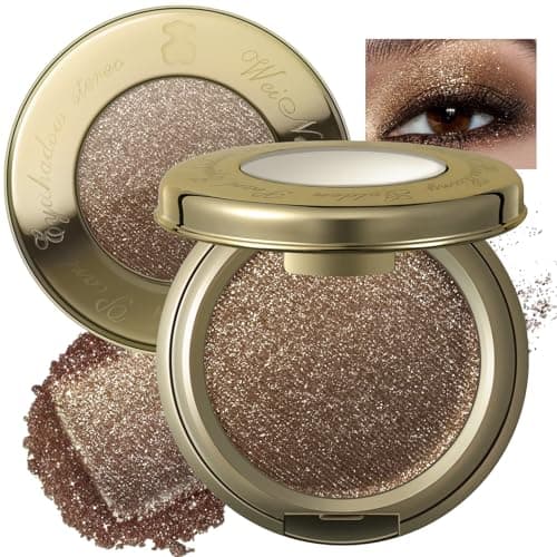 Image of Noerrors Gold Glitter Eyeshadow, Metallic Champagne Golden Single Eyeshadow Palette, Cream Smooth Blendable Shimmer Sparkly Eye Glitter, Highly Pigmented Gold Smokey Eye Highlighter Makeup For Women