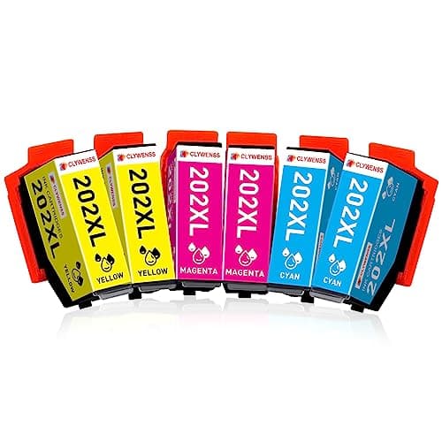 Image of Clywenss 202 XL Ink Cartridges Compatible with Epson 202XL 202 XL Multipack for Expression Premium XP6100 XP6105 XP-6100 XP-6105 XP6000 XP6005 XP-6000 XP-6005 Printer Ink, 6-Pack (Cyan Magenta Yellow)