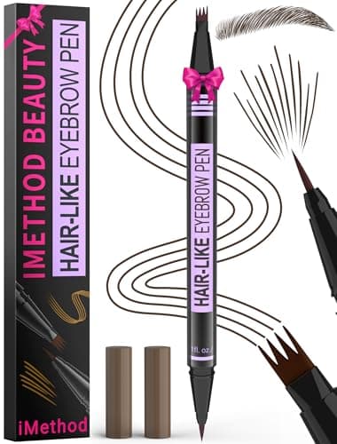 Image of iMethod Eyebrow Pen - Eyebrow Pencil Magic 2-in-1 Eye Brow Pencils for Women with 4-Fork-Tip and Precise Brush-Tip Create Natural Hair-Like Brows, Last All Day, Microblading Eyebrow Pen, Dark Brown