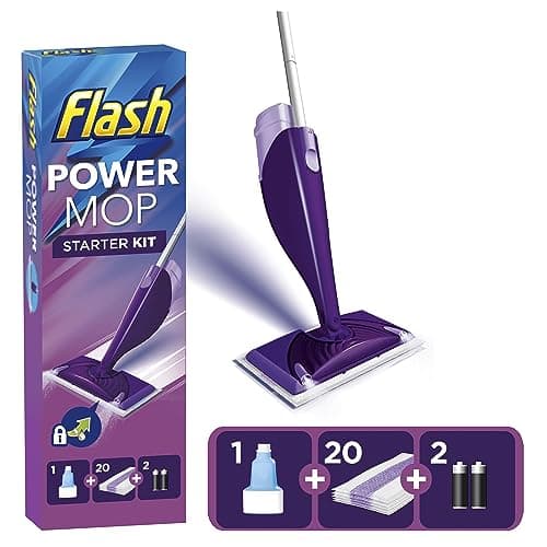 Image of Flash Powermop Starter Kit – Spray mop with battery-powered deep clean. All-in-one mopping system for hard floors. Includes dry & wet mop for effortless cleaning.