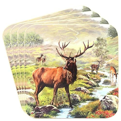Image of The Leonardo Collection Stag Coasters Set of 4 Macneil Studios For Home & Office | Stylish Coaster For Kitchen & Dining | Durable Drinks Coasters For Tabletops | Decorative Home Accessories for Table