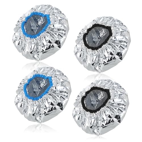 Image of 4 Pieces Aluminum Foil Heat Cap for Deep Conditioning, Reusable Deep Conditioning Hair Cap Heated Shower Cap for Hot Oil Hair Treatment Processing Caps for Hair Dye Cap Tin Foil Hat for Home Salon Use