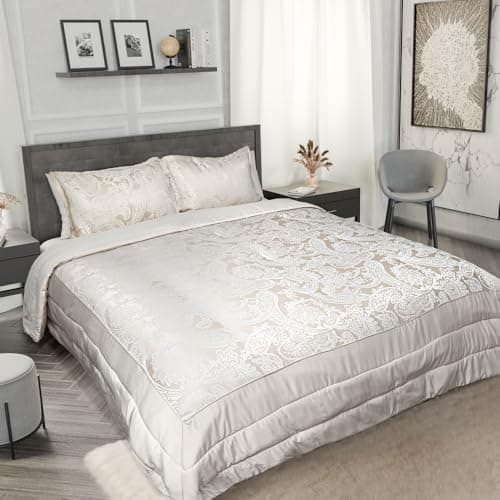 Image of Emma Barclay Duchess - Embellished Jacquard Quilted Bedspread Set in Cream - To Fit Double/King