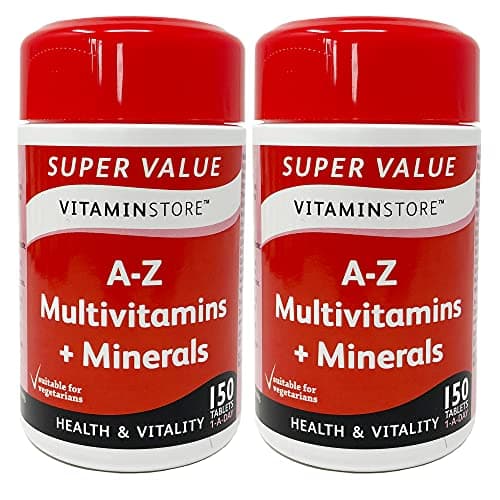 Image of VITAMINSTORE Vitamin Store A-Z Multivitamins & Minerals Food Supplement, 150 Tablets per Tub, Pack of 2 Tubs, 10 Months Supply