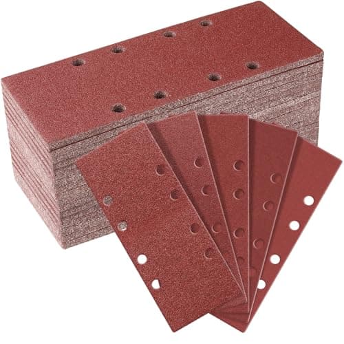 Image of Sruhrak 93x230mm Sandpaper Set, 50 Pieces Sanding Sheets Hook and Loop Sanding Pads, 40/60/80/120/240 Grits Sander Paper for Bosch Electric Sander Surface Preparation, DIY Sanding