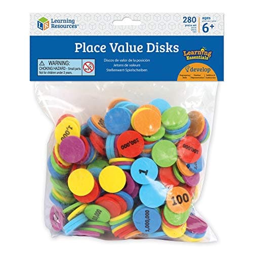 Image of Learning Resources Place Value Disks, Ages 6+, Maths Manipulatives for Kids, Classroom Counting Toy, Supports Addition & Subtraction, 280 Pieces