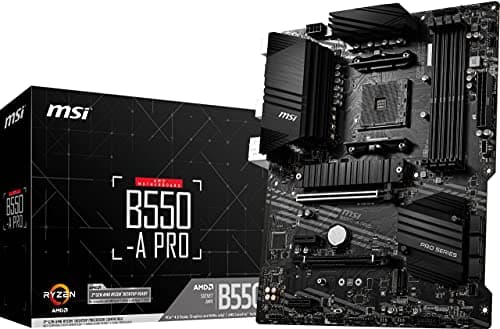 Image of MSI B550-A PRO Motherboard ATX - Supports AMD Ryzen 3rd Gen Processors, AM4, DDR4 Boost (4400MHz/OC), 1 x PCIe 4.0/3.0 x16, 1 x PCIe 3.0/3.0 x16, 1 x M.2 Gen4 x4, 1 x M.2 Gen3 x4, HDMI, Gigabit LAN