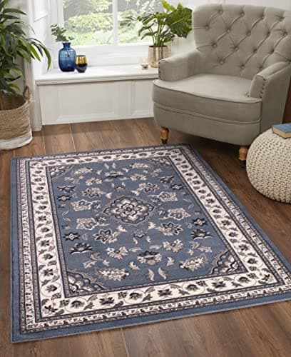 Image of Lord of Rugs Sherborne Quality Traditional Classic Oriental Living Room Bedroom Rug Blue Medium 120x170 cm (4'x5'6'')