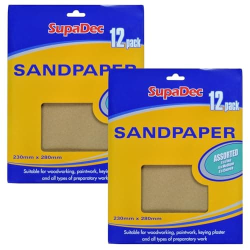 Image of General Purpose Sandpaper Sheets – 24 Pack | Assorted Mixed Grits (Fine, Medium & Coarse) | Sand Paper for Wood, Walls, Metal & DIY Sanding