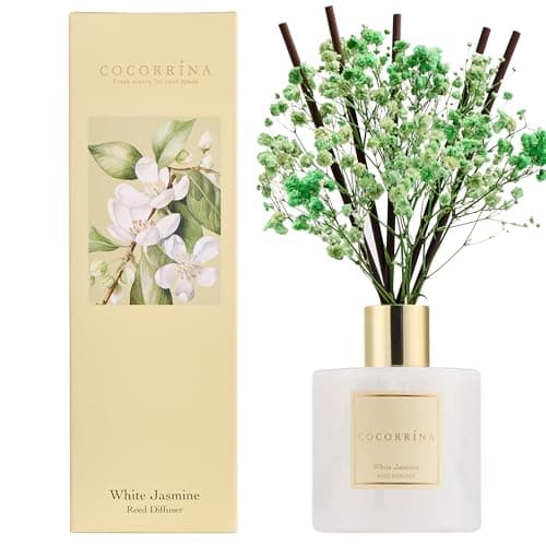Image of COCORRÍNA Reed Diffuser Set, 200ml White Jasmine Scented Diffuser with Sticks Home Fragrance for Bedroom Bathroom Living Room, Home & Office Decor