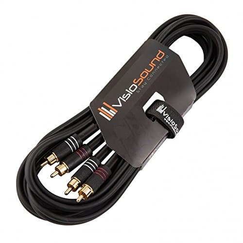Image of VisioSound Twin Phono 2 x RCA to 2 x RCA Phono Plug Twin Lead/Stereo DJ Hi-Fi Audio Cable 3m