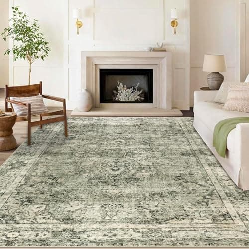Image of Cekene Living Room Rugs Extra Large Green 200x290cm Ultra Thin Area Rugs for Living Room Non-Slip Washable Bedroom Rugs Shot Pile Carpet Rug for Dining Room Kitchen Office