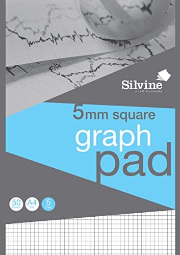 Image of Silvine A4 Professional Graph Pad. 50 Sheets of Quality 90gsm Paper, Printed 5mm Squares. Ref A4GPX