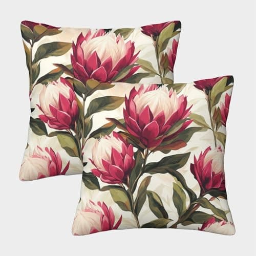 Image of CTAMM 2 Pack Throw Pillowcase 40x40cm,King Protea Pattern Decorative Pillowcase Abstract Flowers Home Decoration Square Pillowcase Suitable for Sofa Sofa Bed