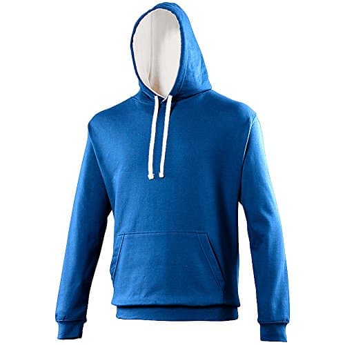 Image of AWDis Men's Varsity Hoodie, Multicoloured (Royal Blue/Arctic White), XX-Large