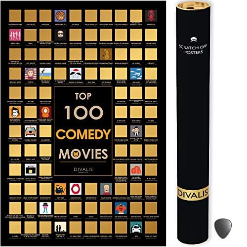 Image of Top 100 Comedy Movies Scratch off Poster - Large Comedies Scratchable Poster - Comedies of all Time Bucket List - Scratchable Checklist Poster - Must See Movie Challenge - Essential Cinema to Watch