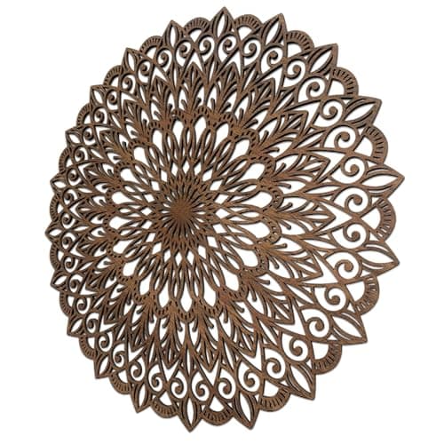 Image of SENTOP HDF0251 Flower of Life Wooden Mandala Wall Art, Carved Picture on Wall for Indoor Use, Wood Art Decor (Walnut, 40cm)
