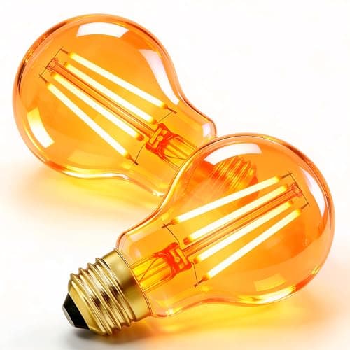 Image of Liuyife Filament Vintage LED E27 Edison Screw Light Bulb 6W (Equivalent 60 Watt), A60 Antique Style Retro Amber, 600LM Warm White 1800K, Non-dimmable, Glass Mini Golf Ball Bulbs, 2 Packs