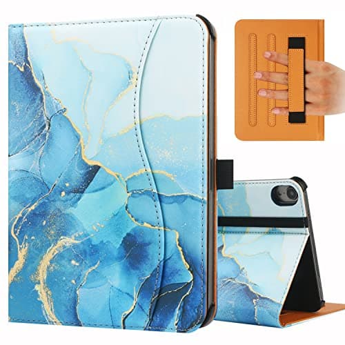 Image of FANRTE iPad Mini 6th Generation Case 8.3 Inch 2021, Premium PU Leather Folio Stand Smart Protective Cover, Multi-Viewing Angles and Auto Wake & Sleep Function for iPad Mini 6th Gen(Blue Marble)