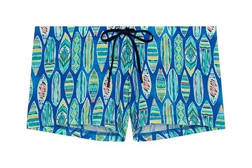 Image of HOM Men's Boxer de Bain Marbella Swim Briefs, Blue Print, L