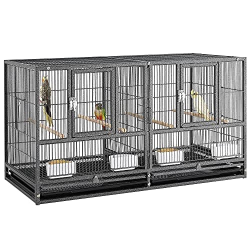 Image of Yaheetech Metal Bird Cage Parrot Cage Divided Flight Cage Breeding Cage Pet Home for Small Birds Budgie Finch Canary Lovebird 45cm Wide