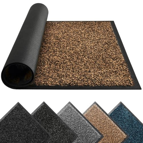Image of Door Mats Indoor Outdoor Heavy Duty Dirt Trapper - Non Slip Washable Door Mat with Rubber Backing Super Absorbent Floor Mat for Home, Perfect Dust Grabbing Doormats (Brown, 40cm x 60cm)