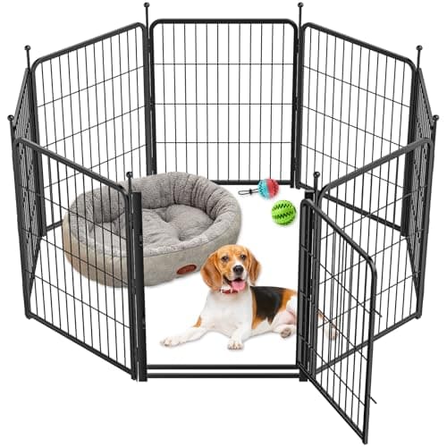 Image of 8 Panel Dog Pen, High 80cm Puppy Play Pen Indoor/Outdoor, Portable Detachable Pet Exercise Playpen, Pet Run Enclosures for Puppies, Cats, Rabbits and Other Animals（56 x 80 cm）
