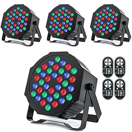 Image of Leleght 4 PCS RGB LED Stage Light, 72W Par Can Light DMX 7CH with Remote Control and Sound Activation, 7 Lighting Modes Disco Lights for Parties Wedding Church Live Show Halloween Christmas