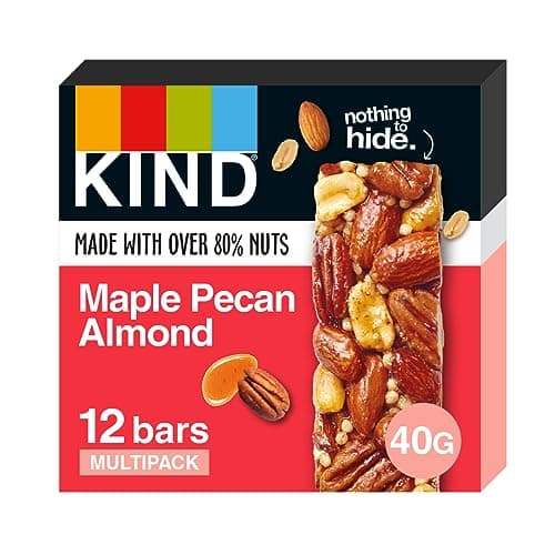 Image of KIND Bars, Gluten Free Snack Bars, Maple Pecan Almond, High Fibre, Healthy Snack, No Artificial Colours, Flavours or Preservatives, Multipack 12 x 40g