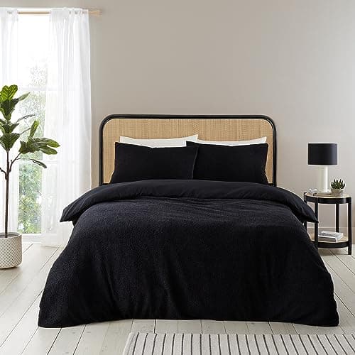 Image of Catherine Lansfield Soft Boucle Single Duvet Cover Set with Pillowcase Black