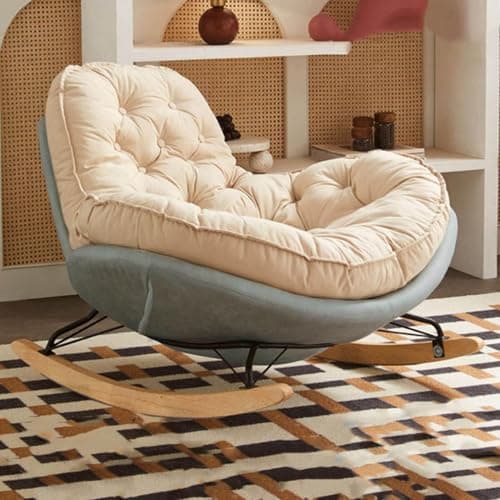 Image of JIESOO Living Room Rocking Chairs Upholstered Glider Rocker Glider Chair Oversized Cushion Padded Seat for Living Room Bedroom(Grey)